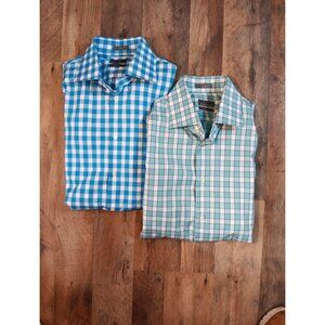 2‎ Calibrate Men's Non-Iron Button Gingham Shirts Trim Fit..Size 15.5  (32-33)